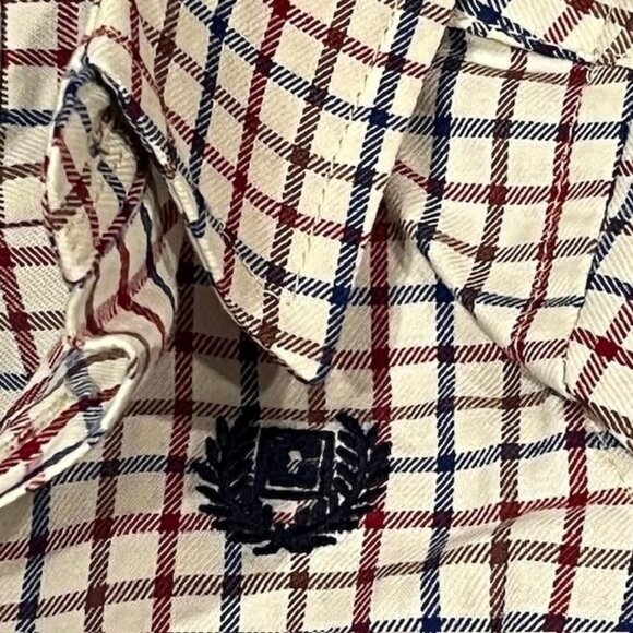 CHAPS Newborn Collection Baby Boy 2 Piece Plaid Shirt And Navy Pants Set NWT - Picture 7 of 9